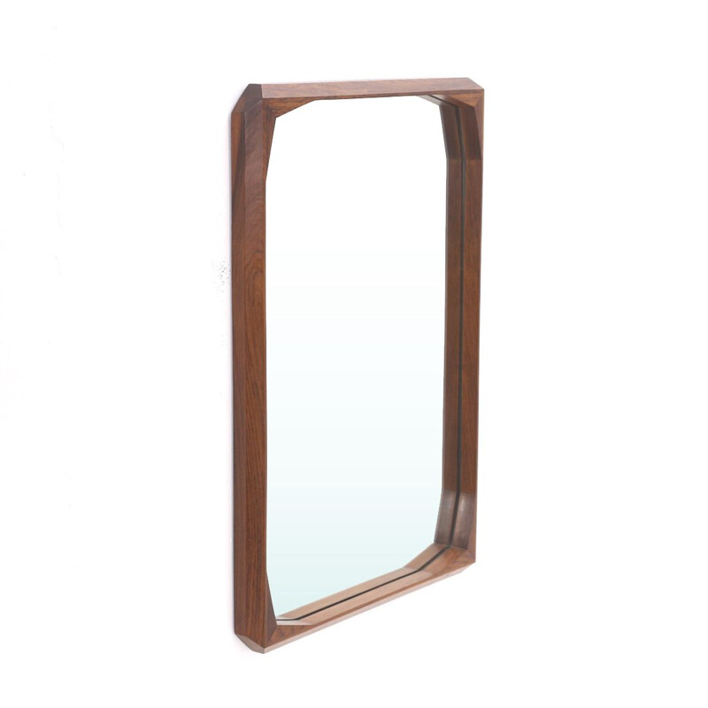 Miroir vintage cadre en bois de forme rectangulaire par Tredici et Co de Pavie, 1960