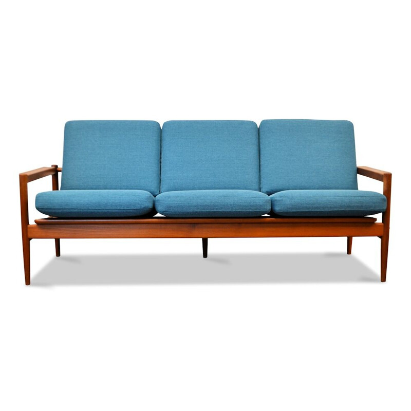 Danish 3 seater sofa in teak and fabric, Borge JENSEN & SONNER - 1960s