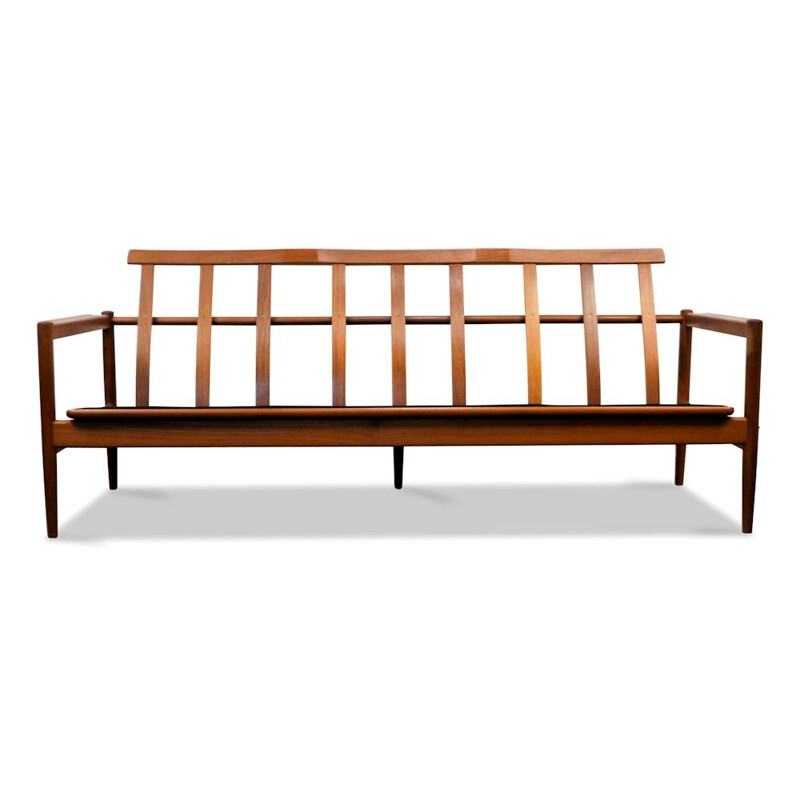 Danish 3 seater sofa in teak and fabric, Borge JENSEN & SONNER - 1960s