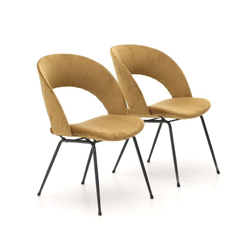 Paar vintage fluwelen fauteuils, Italië 1950