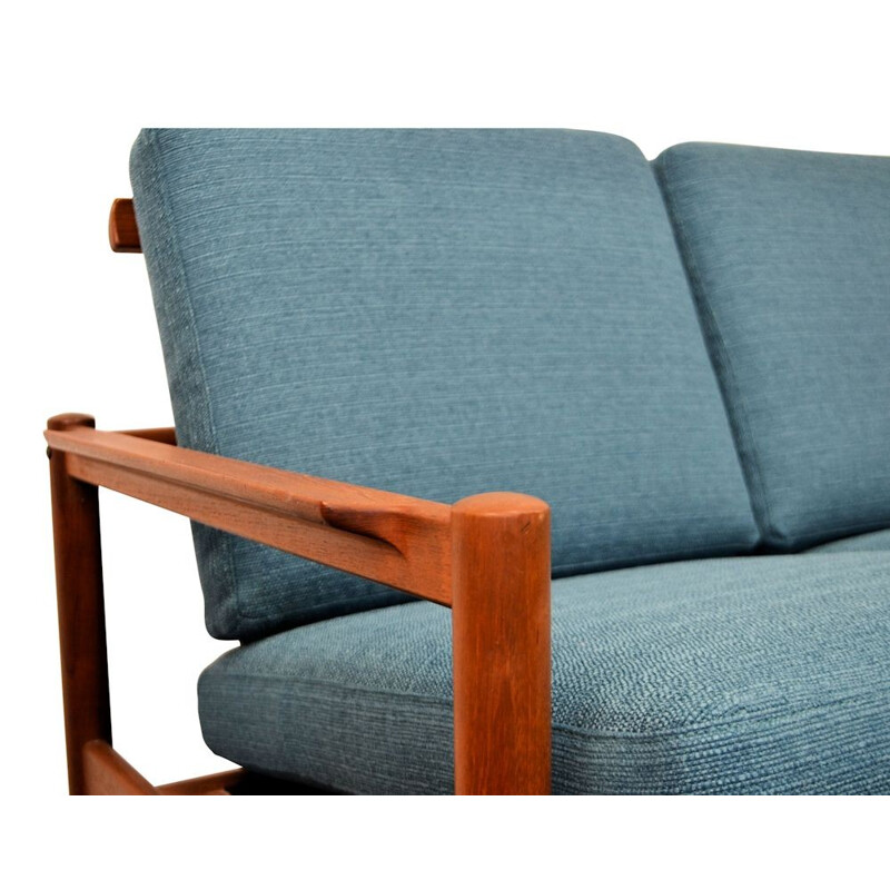 Danish 3 seater sofa in teak and fabric, Borge JENSEN & SONNER - 1960s