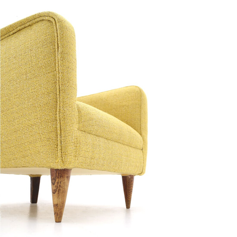 Vintage armchair in yellow fabric, Italy 1950s