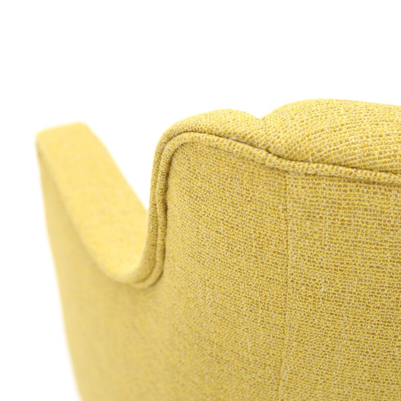Vintage armchair in yellow fabric, Italy 1950s