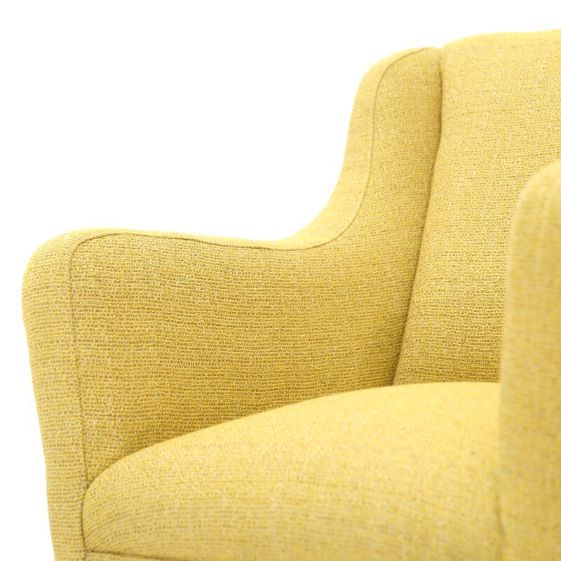 Vintage armchair in yellow fabric, Italy 1950s