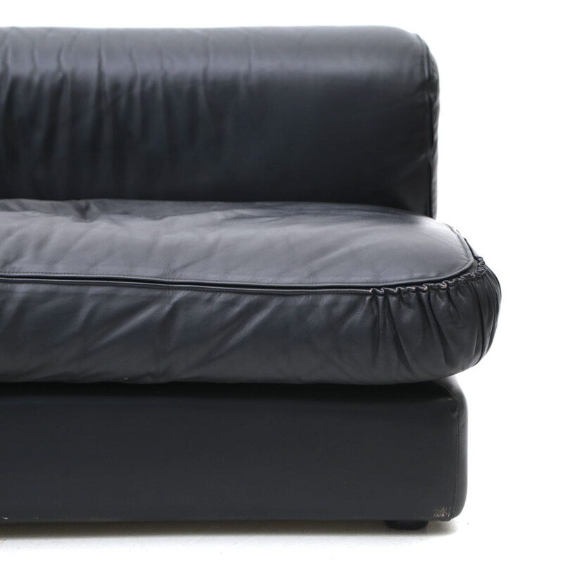 Vintage modular sofa in black leather by Cinova, 1960s