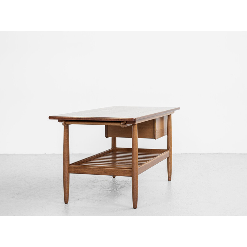 Mid century coffee table in oak and teak by Ejvind A. Johansson for FDB Møbler, Denmark 1960s