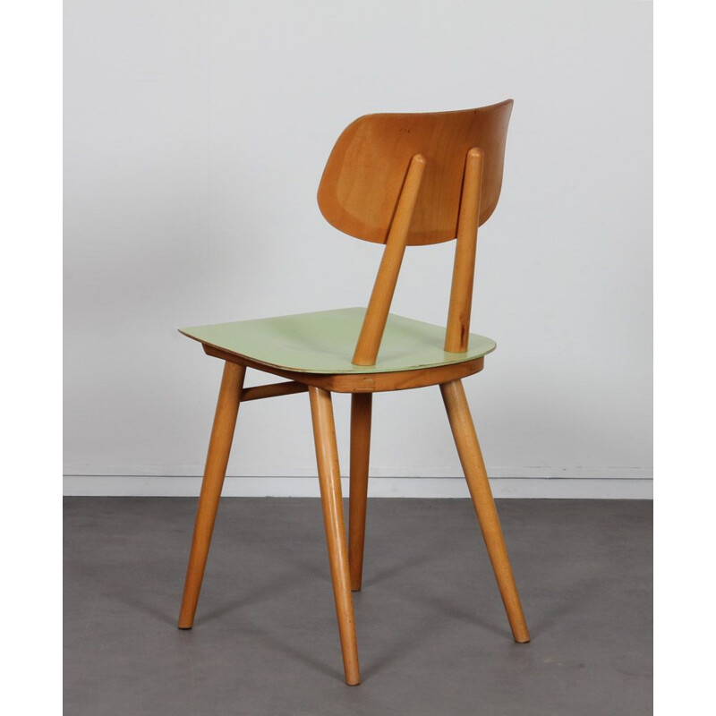 Pair of vintage green chairs for Ton, 1960s