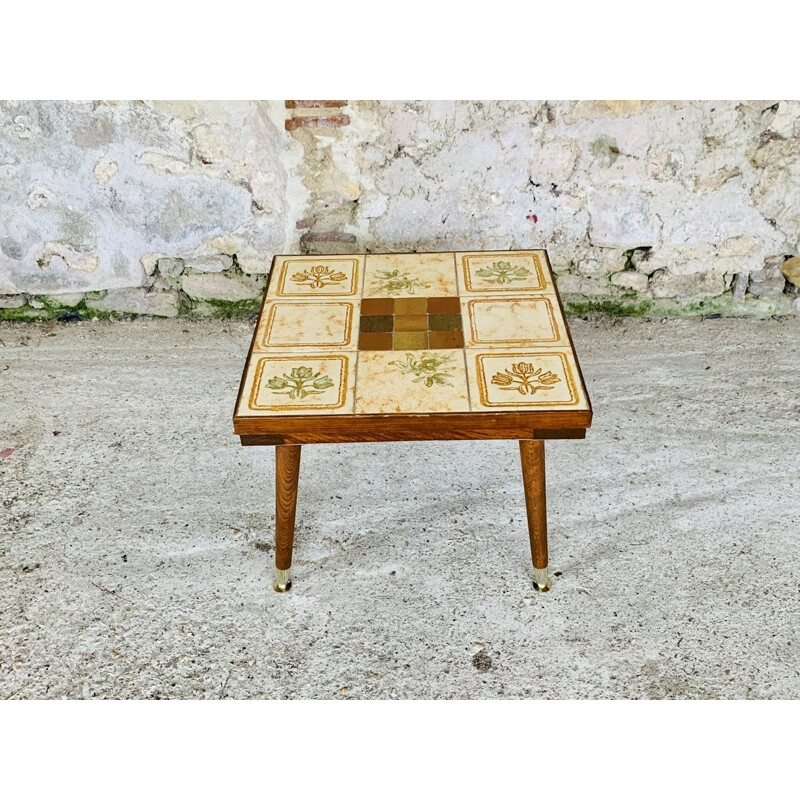 Vintage side table with ceramic top, Italy 1960-1970s