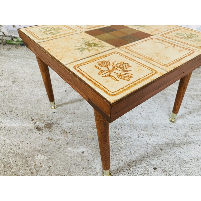 Vintage side table with ceramic top, Italy 1960-1970s