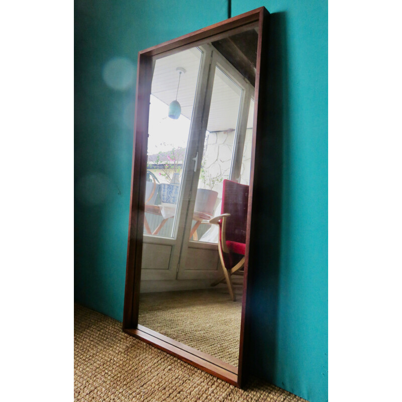 Vintage rosewood mirror for AB Glass & Trae, Sweden 1960s
