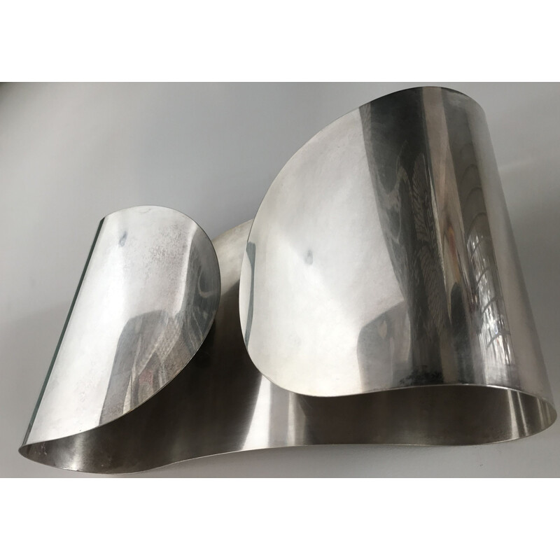 Vintage nickel silver Foglio sconce by Tobia Scarpa