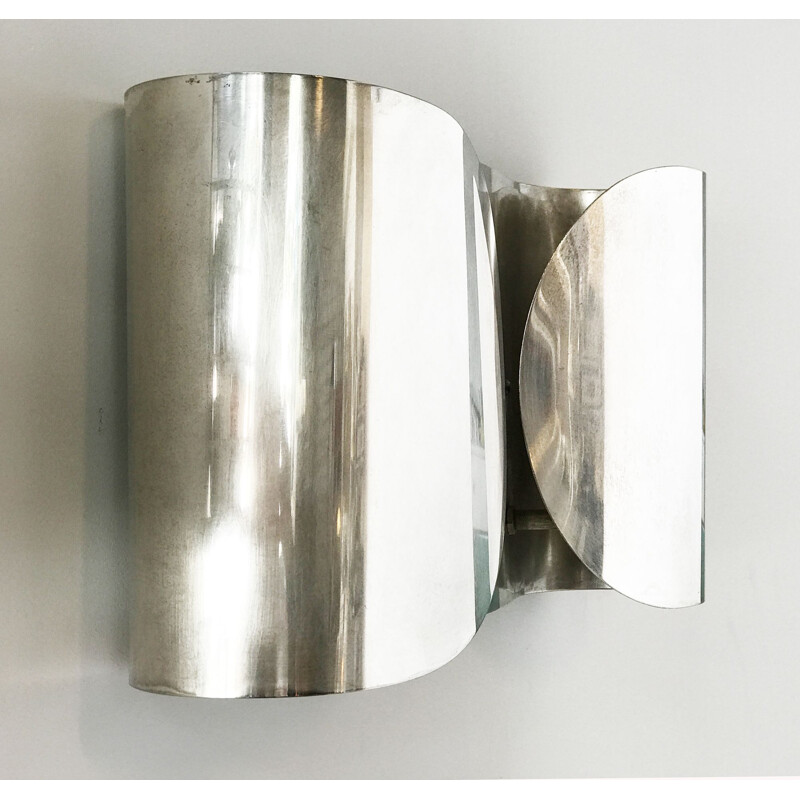 Vintage nickel silver Foglio sconce by Tobia Scarpa