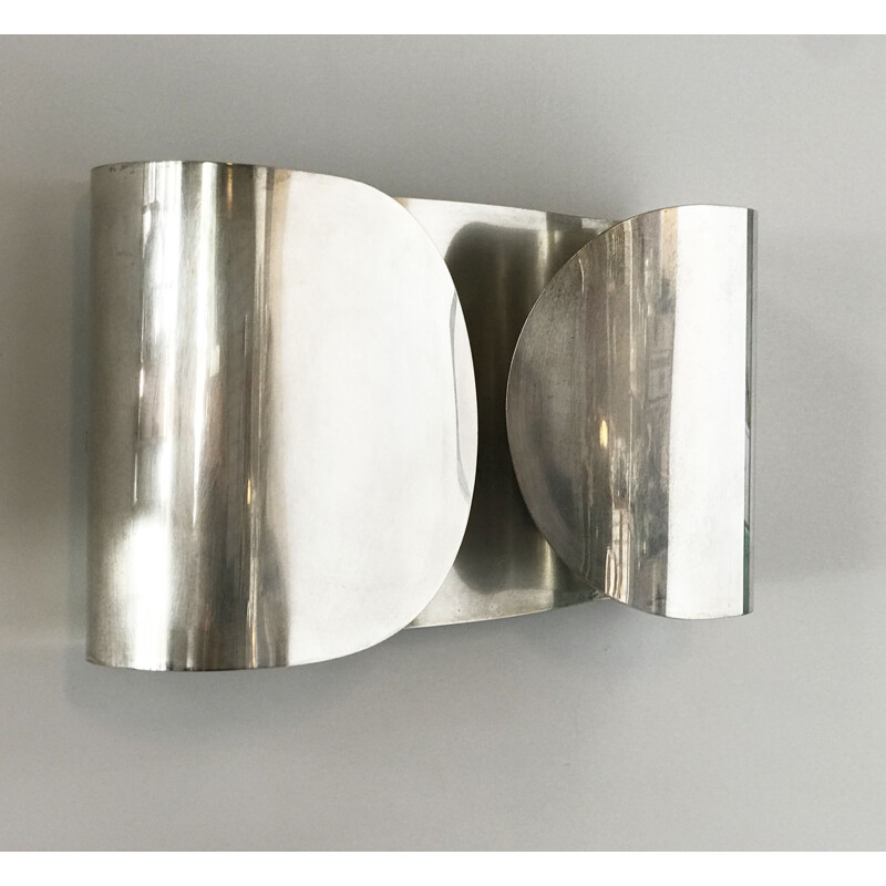 Vintage nickel silver Foglio sconce by Tobia Scarpa