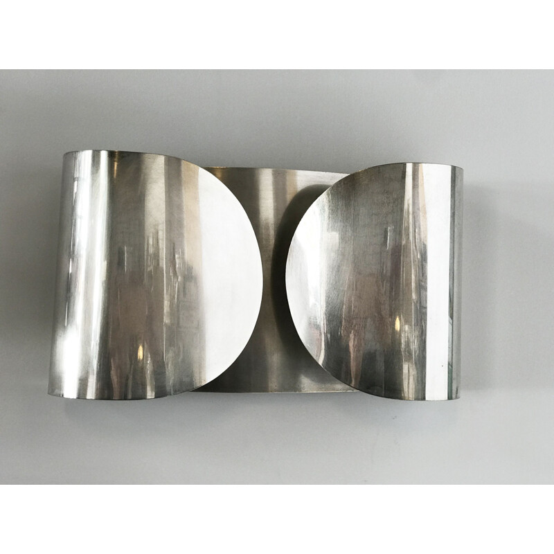 Vintage nickel silver Foglio sconce by Tobia Scarpa