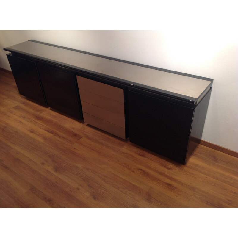 Blck wood sideboard, Acerbis International - 1970s