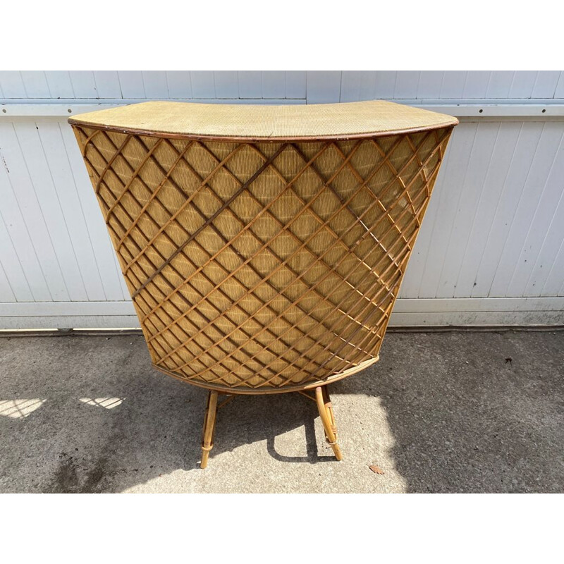 Vintage rattan bar counter, 1960-1970s