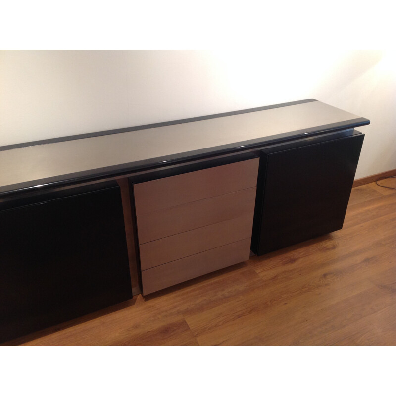 Blck wood sideboard, Acerbis International - 1970s