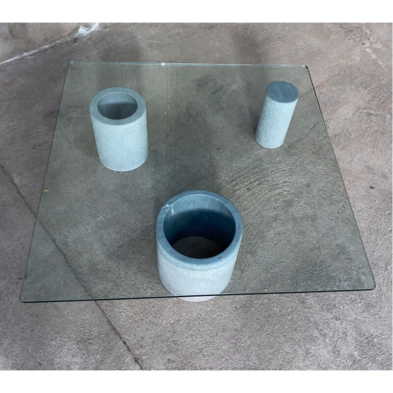 Vintage cylinder coffee table in marble by Massimo Vignelli for Casigliani, Italy