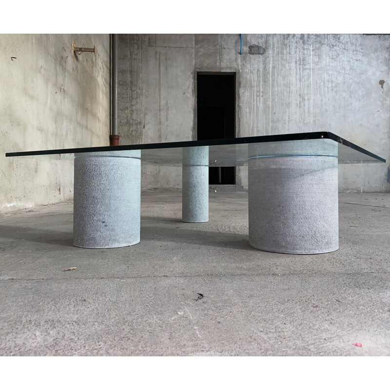 Vintage cylinder coffee table in marble by Massimo Vignelli for Casigliani, Italy
