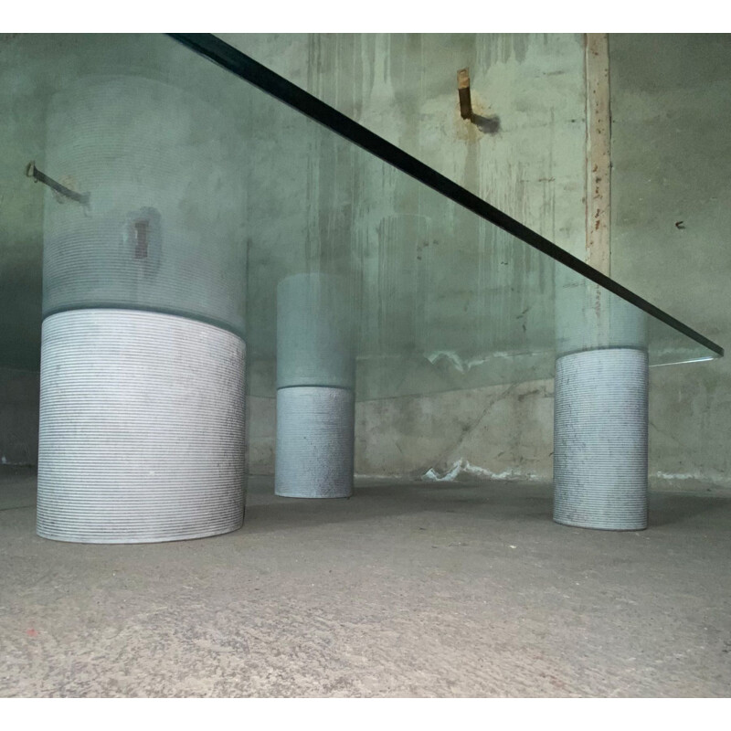 Table basse cylindre vintage en marbre de Massimo Vignelli pour Casigliani, Italy