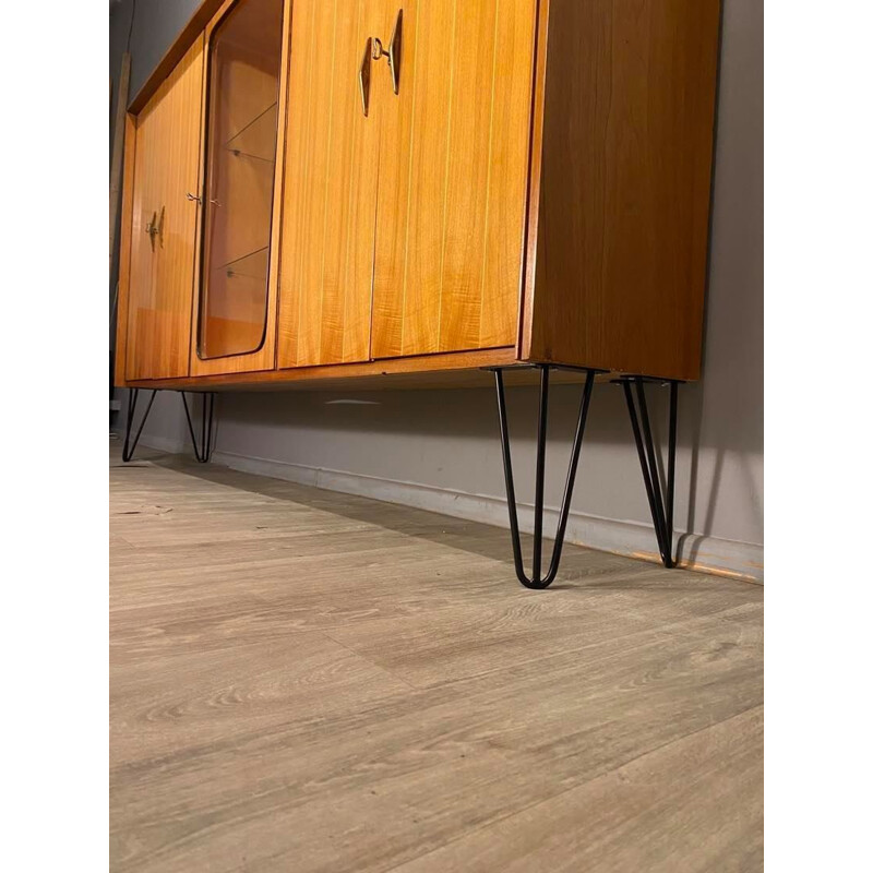 Vintage lacquered sideboard on legs, 1960s