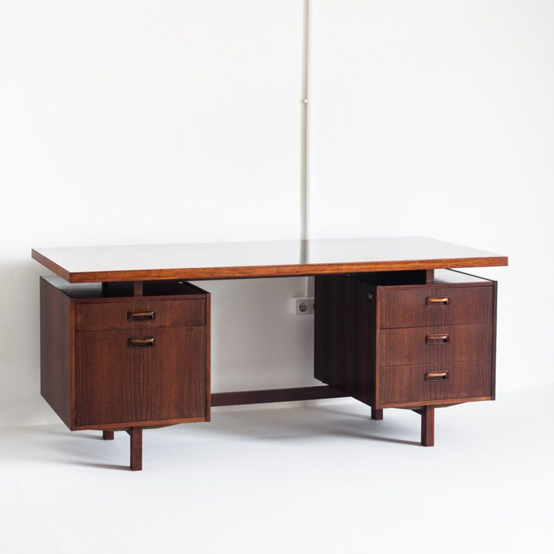 Vintage rosewood desk by Kho Liang Ie for Fristho, Holland 1960s