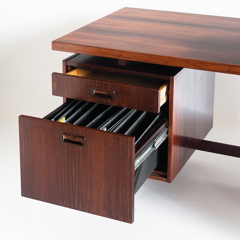 Vintage rosewood desk by Kho Liang Ie for Fristho, Holland 1960s
