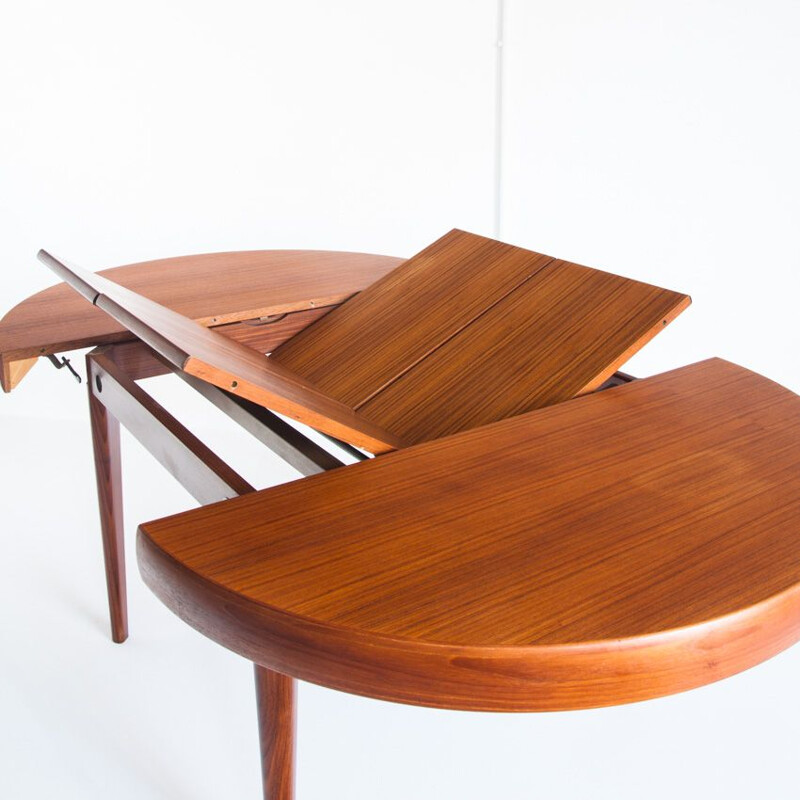 Scandinavian vintage teak table with 2 extensions, France 1960s