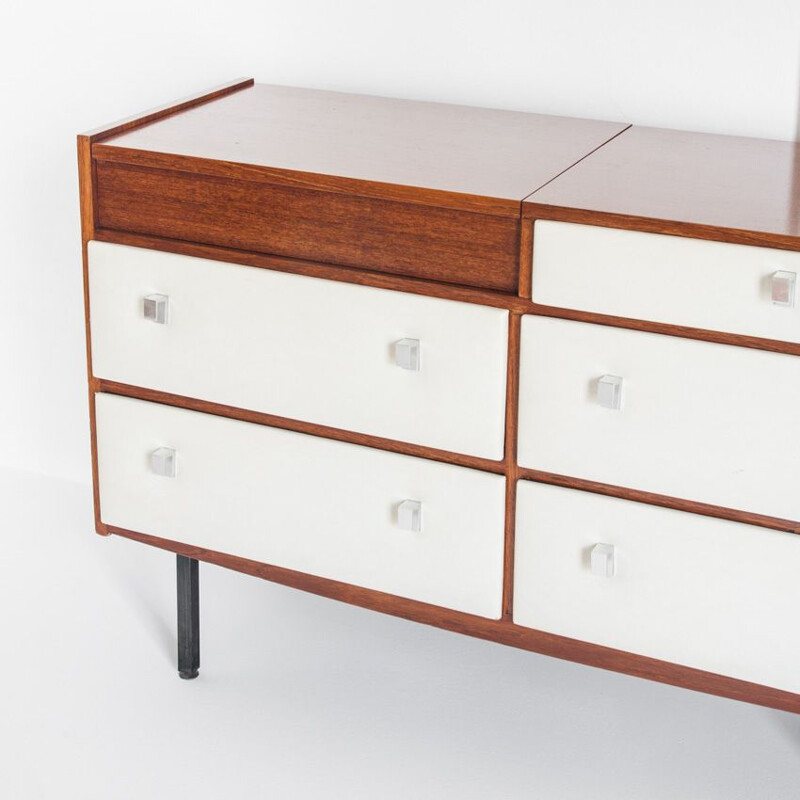 Vintage teak chest of drawers and dressing table, France 1960s