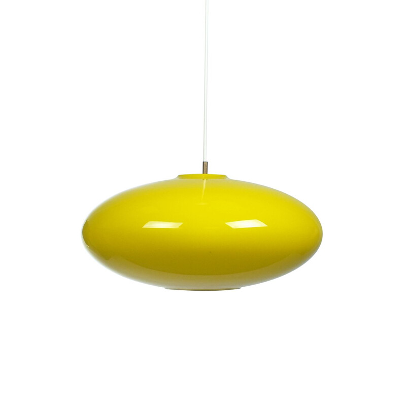Vintage yellow glass UFO shaped pendant