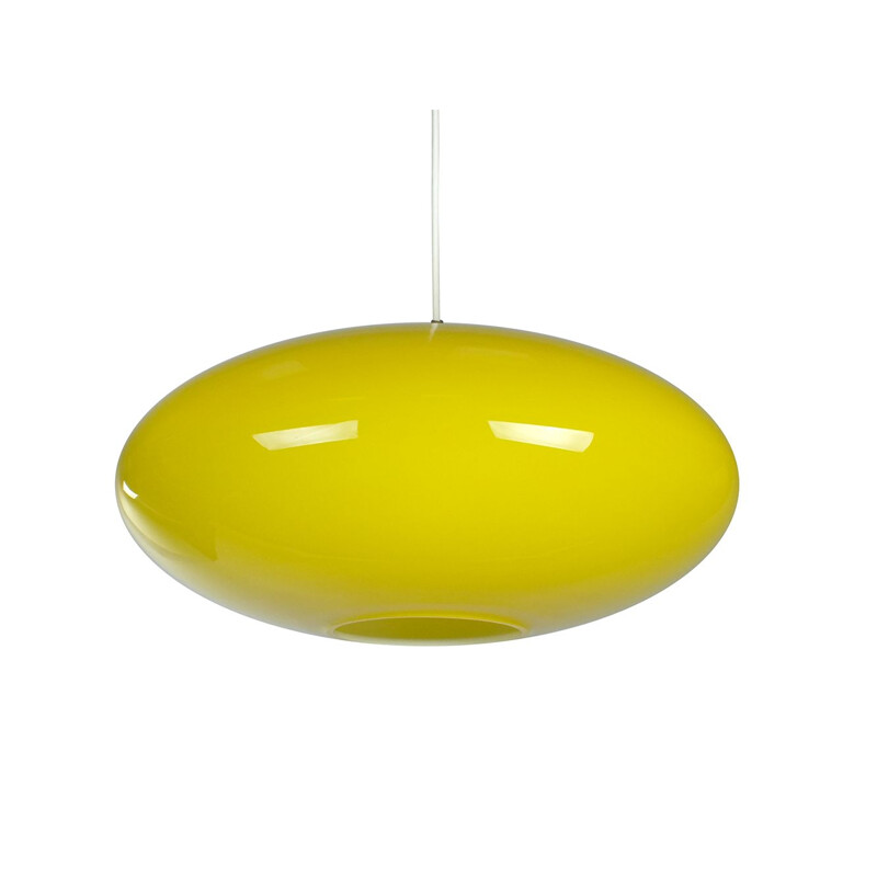 Vintage yellow glass UFO shaped pendant