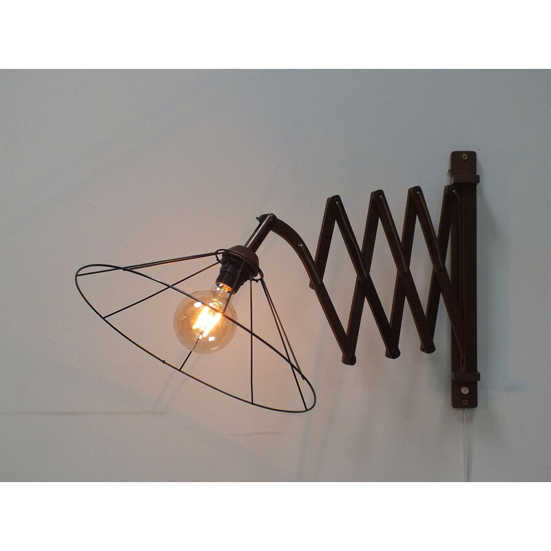 Mid century teak harmonica wall light, 1950s