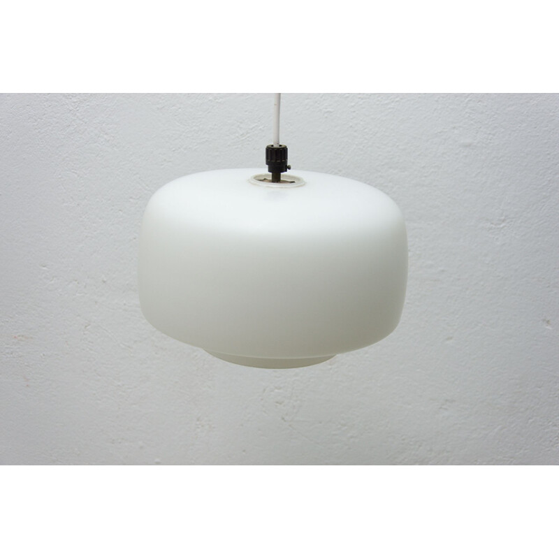 Vintage opal glass pendant lamp, Czechoslovakia 1970