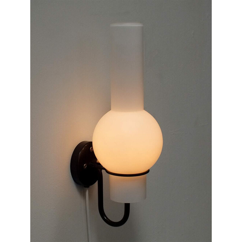 Vintage white glass wall lamp by Raak Amsterdam, 1960s