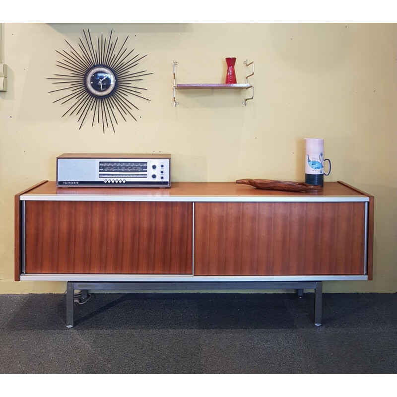 Vintage wood and aluminum sideboard by George Frydman, 1960s