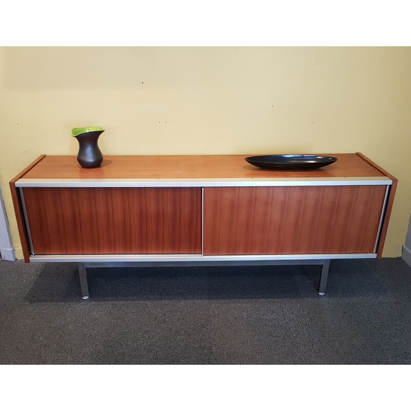 Vintage wood and aluminum sideboard by George Frydman, 1960s