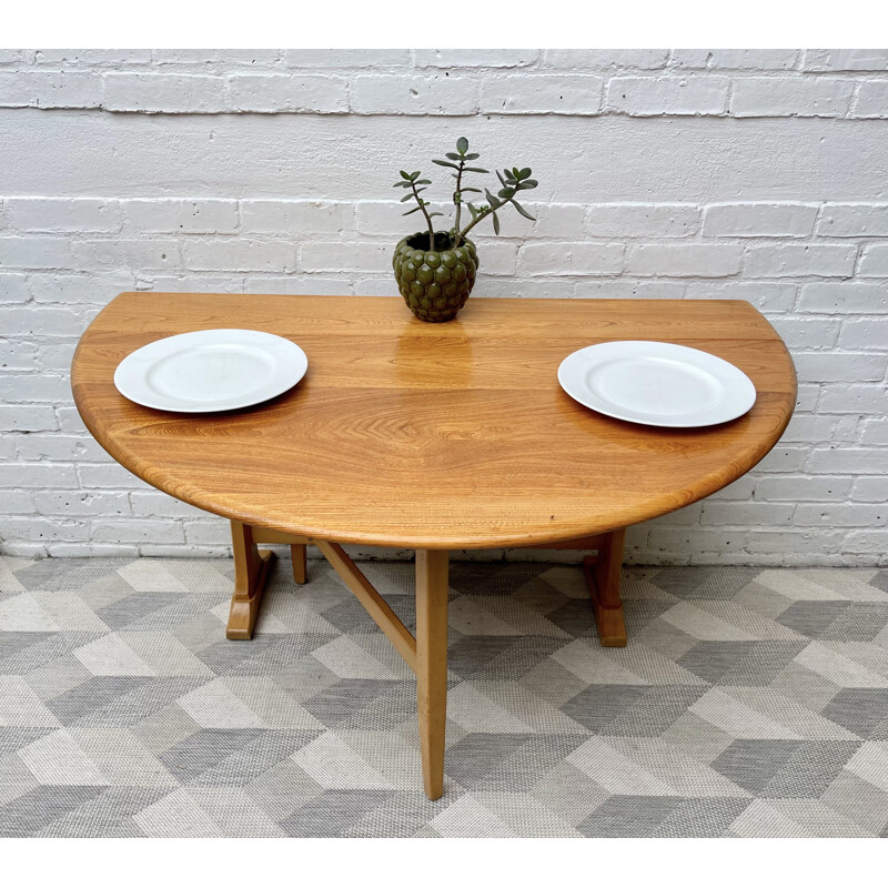 Vintage gate leg folding dining table by Ercol Windsor, 1980s
