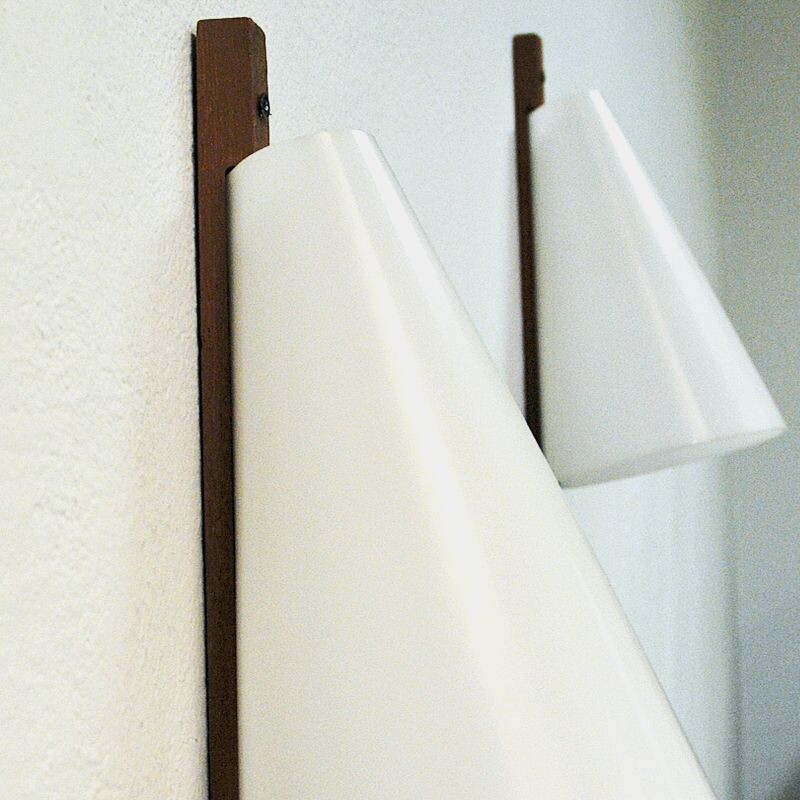 Pair of teak and acrylic wall lamps by Hans-Agne Jakobsson, Sweden 1950s