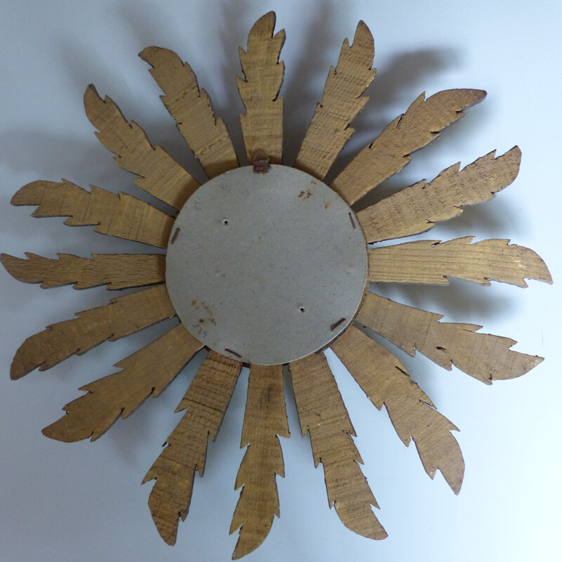 Sunshine mirror with golden wood branchs - 1960s