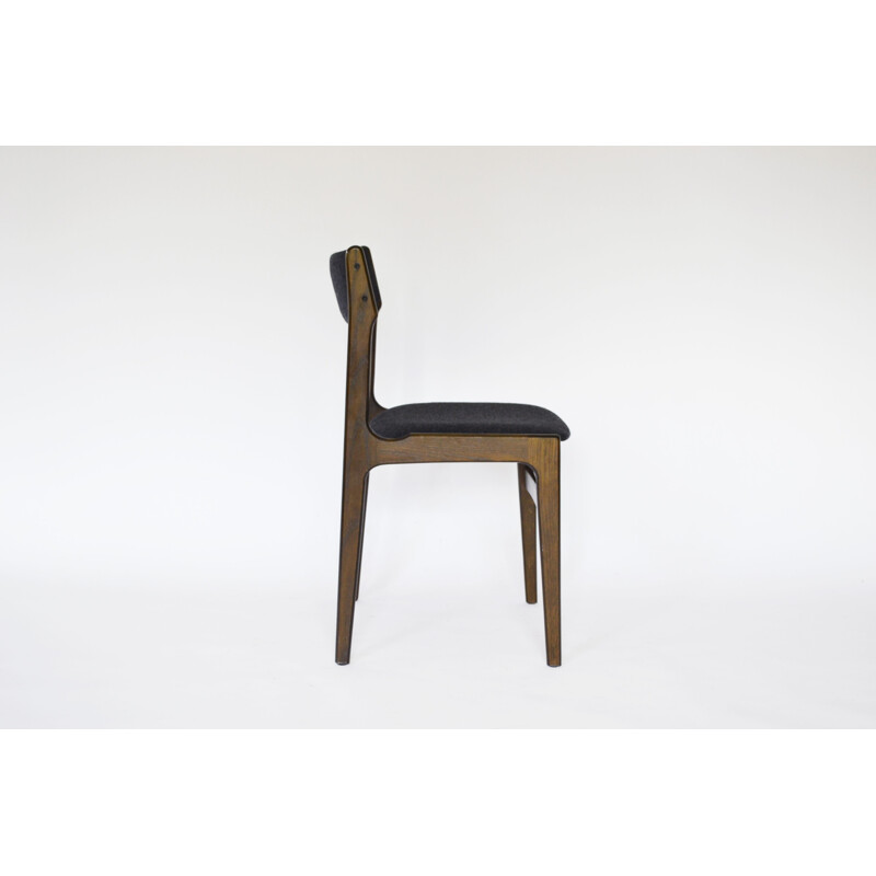 Set of 4 felt & walnut vintage dining chairs by Erik Buch for O.D. Møbler, Denmark 1960s