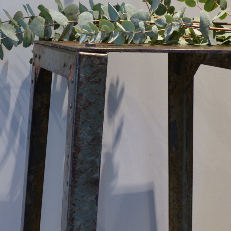 High industrial stool in riveted metal - 1960s