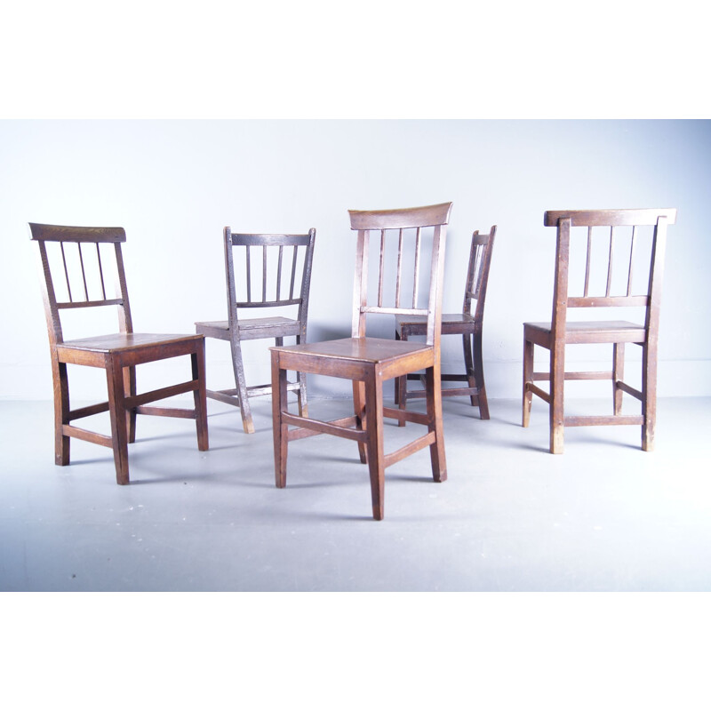 Set of 13 antique farmhouse dining chairs