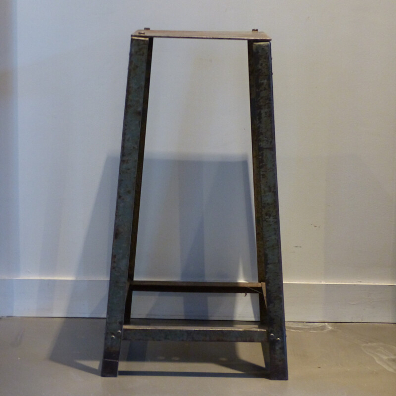 High industrial stool in riveted metal - 1960s