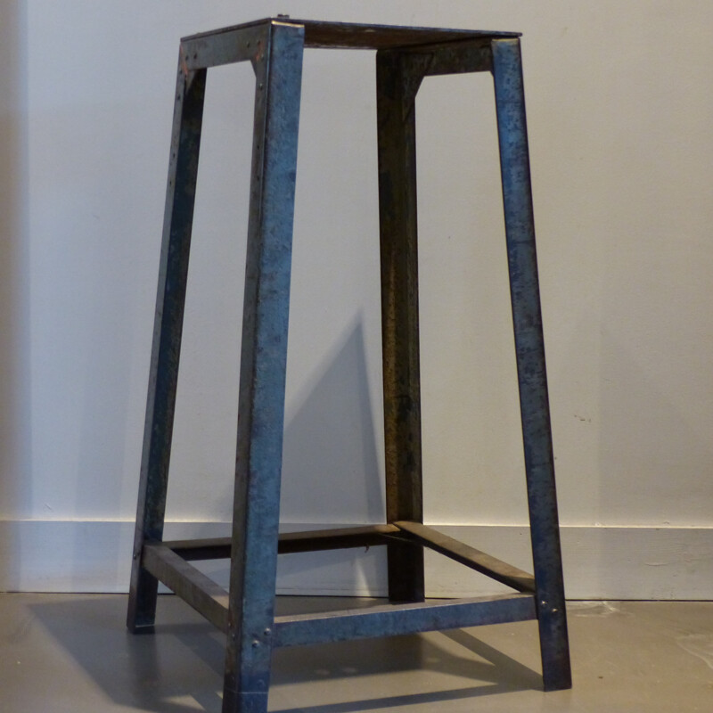 High industrial stool in riveted metal - 1960s