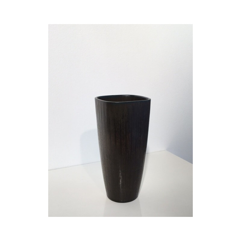 Swedish Rörstrand vase in black ceramic, Gunnar NYLUND - 1950s