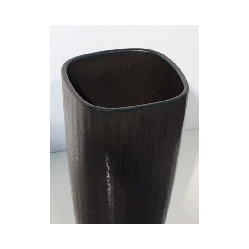 Vase scandinave Rörstrand en céramique noir, Gunnar NYLUND - 1950