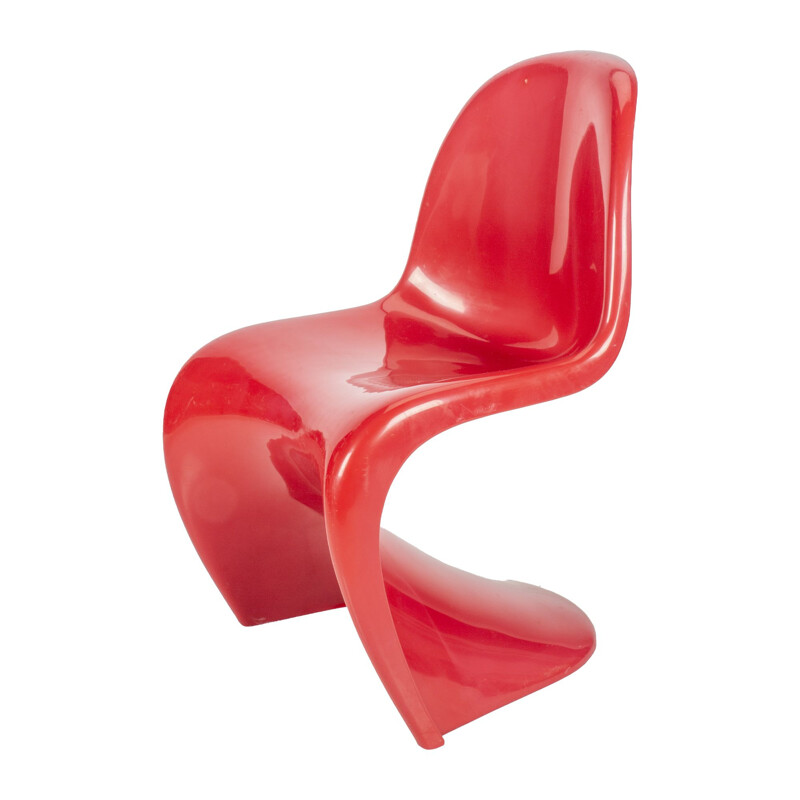 Vintage red burgundy S chair by Verner Panton for Fehlbaum Herman miller