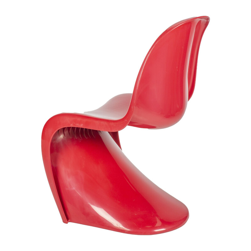 Vintage red burgundy S chair by Verner Panton for Fehlbaum Herman miller