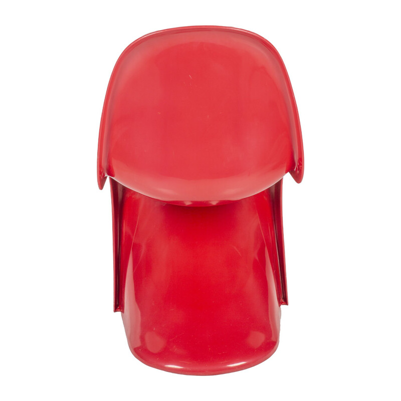 Vintage red burgundy S chair by Verner Panton for Fehlbaum Herman miller