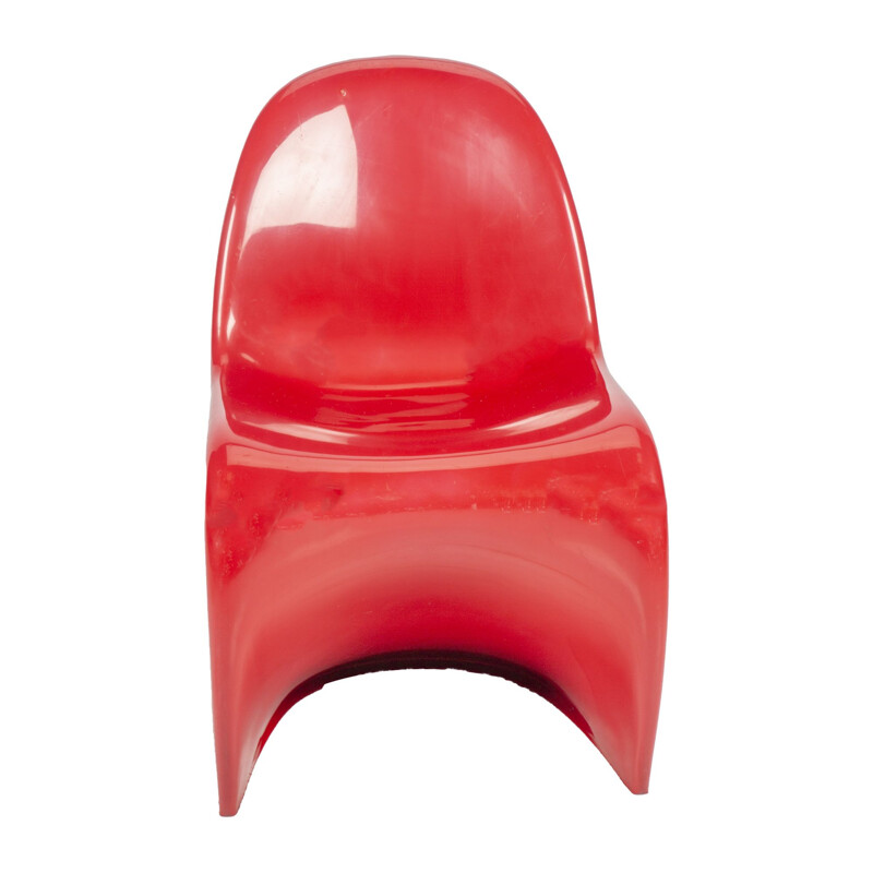 Vintage red burgundy S chair by Verner Panton for Fehlbaum Herman miller